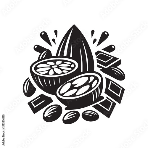 Almond Joy black and white silhouette vector icon