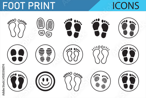 Minimalistic Footprint Icons for Fitness, Walking, and Nature Themed Designs