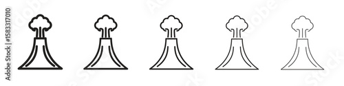 Volcano icon vector Art line Illustrations collection