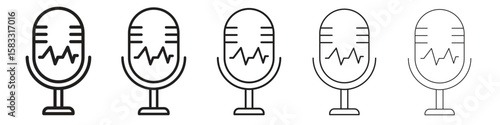 Voice recognition icon vector Art line Illustrations collection