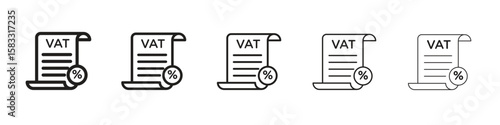 Value added tax VAT icon vector Art line Illustrations collection