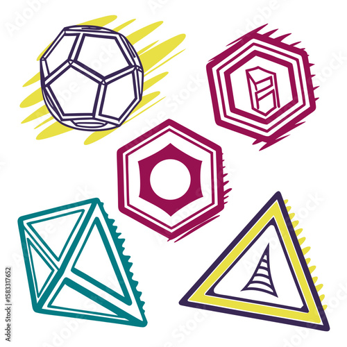 Geometric shapes abstract design with sharp angular lines vector