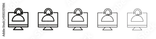 Tech support icon vector Art line Illustrations collection