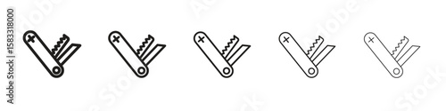 Swiss Knife icon vector Art line Illustrations collection