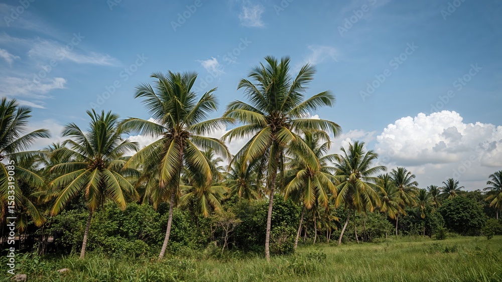 Fototapeta premium Artistic depiction of a coconut palm for graphics