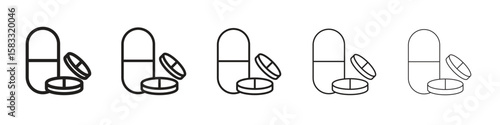 Pills icon vector Art line Illustrations collection