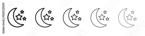 Moon and star icon vector Art line Illustrations collection