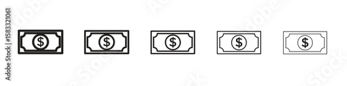 Money icon vector Art line Illustrations collection