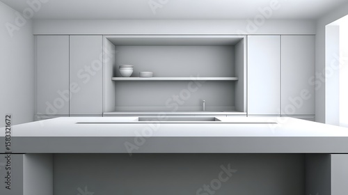 Minimalist modern kitchen design with clean interior