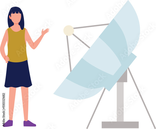 A girl with satellite antenna.