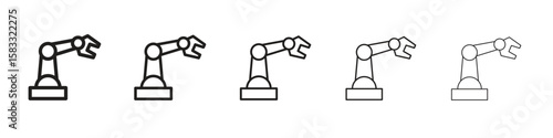 Industrial robot icon vector Art line Illustrations collection