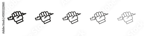 Hand with Power icon vector Art line Illustrations collection