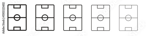 Football field icon vector Art line Illustrations collection