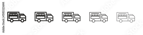 Food truck icon vector Art line Illustrations collection