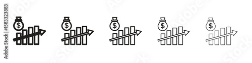 Fiscal policy icon vector Art line Illustrations collection