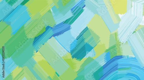Abstract brushstroke background with a blend of blue green and yellow tones.