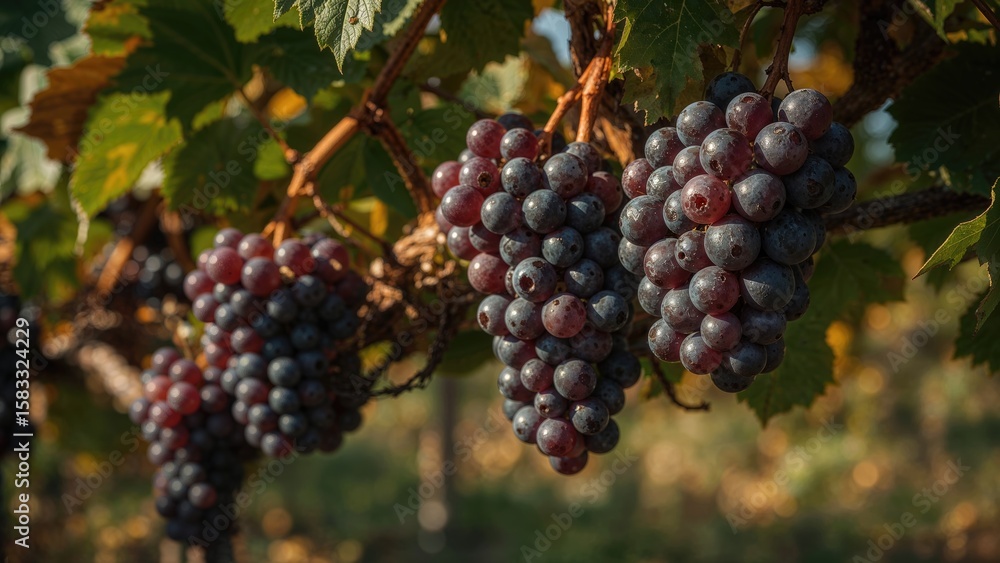 Macro shot of ripe red grape bunches ready for harvest Macro shot of ripe red grape bunches ready for harvest