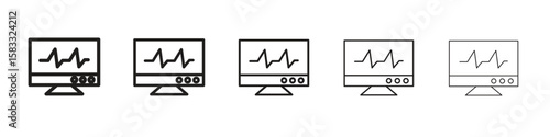 EKG monitor icon vector Art line Illustrations collection