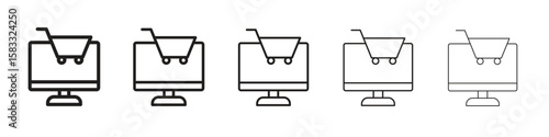 E commerce platform icon vector Art line Illustrations collection