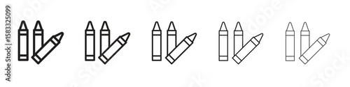 Crayon icon vector Art line Illustrations collection