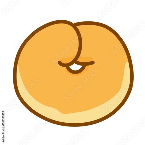 A simple, warm-toned cartoon illustration of a golden-brown bagel with a distinct hole. Perfect for bakery, breakfast, or food-related designs