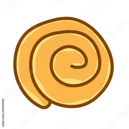 Clean, minimalist illustration of a golden-brown spiral. Ideal for bakery, pastry, or general food-related projects. Versatile and inviting