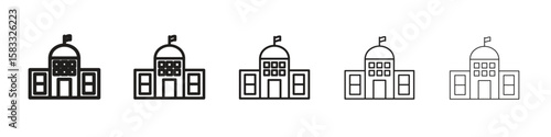 City hall icon vector Art line Illustrations collection