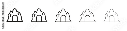 cave icon vector Art line Illustrations collection