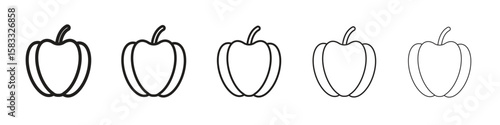 Capsicum icon vector Art line Illustrations collection