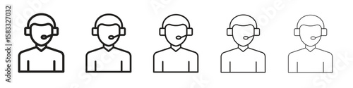 Callcenter icon vector Art line Illustrations collection
