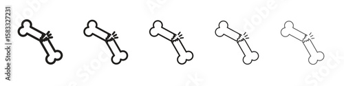 Broken bone icon vector Art line Illustrations collection
