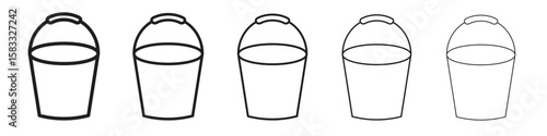 Bucket icon vector Art line Illustrations collection