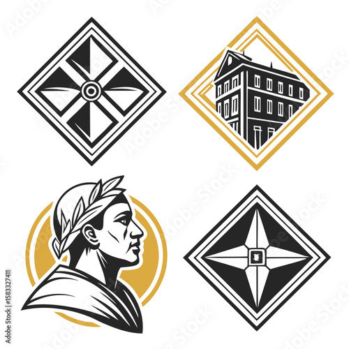 Roman Emperor Building Symbols laurel wreath architecture