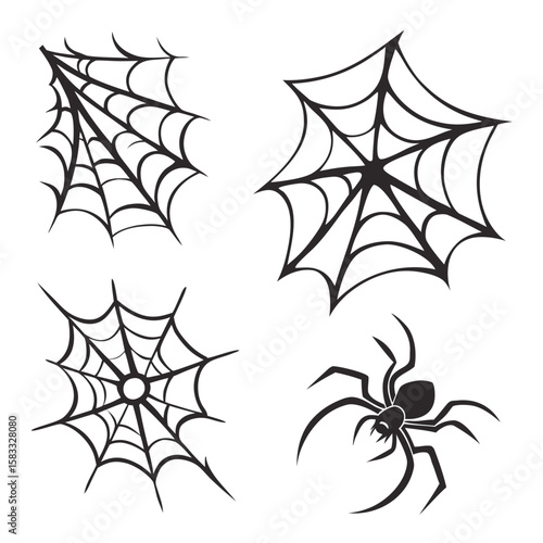 Spider and webs Halloween icons spiderweb spooky