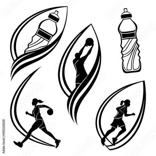 Sports drink bottles and athletes water bottles running