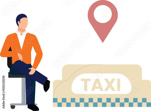 Boy seeing taxi pin.
