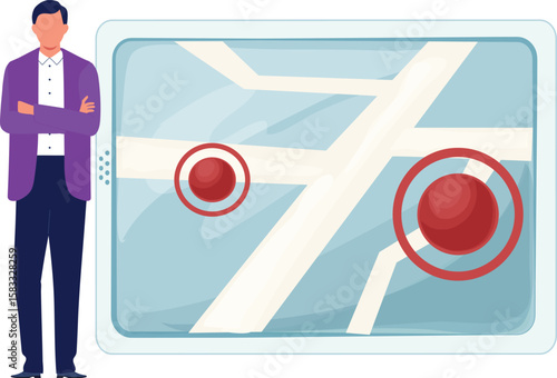 Boy showing air navigations for flights.