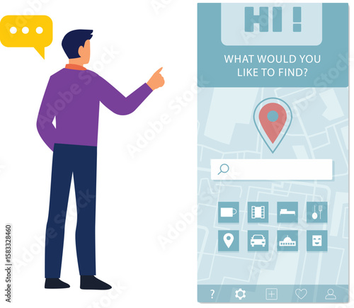 Boy using location app.