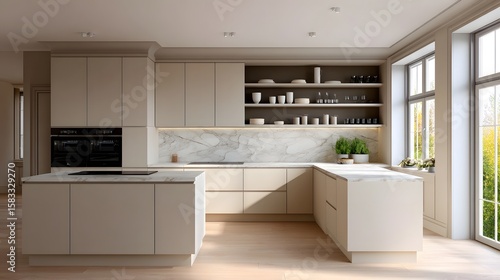 Bright and minimalist modern kitchen interior design