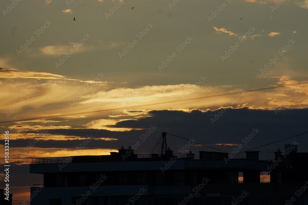 Fototapeta premium factory at sunset