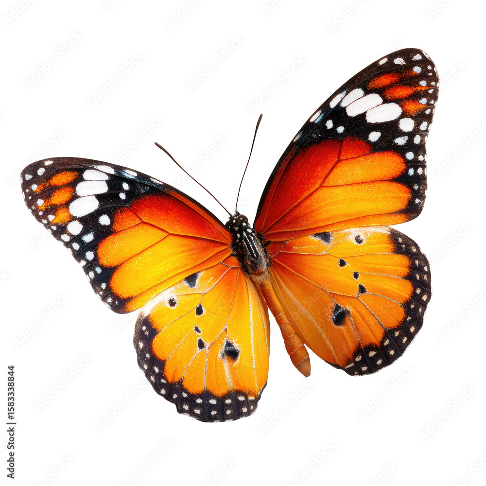 Fototapeta premium Vibrant orange butterfly in flight
