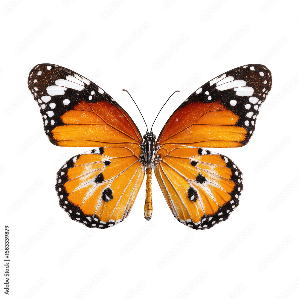 Fototapeta premium Close-up of a vibrant orange and black butterfly