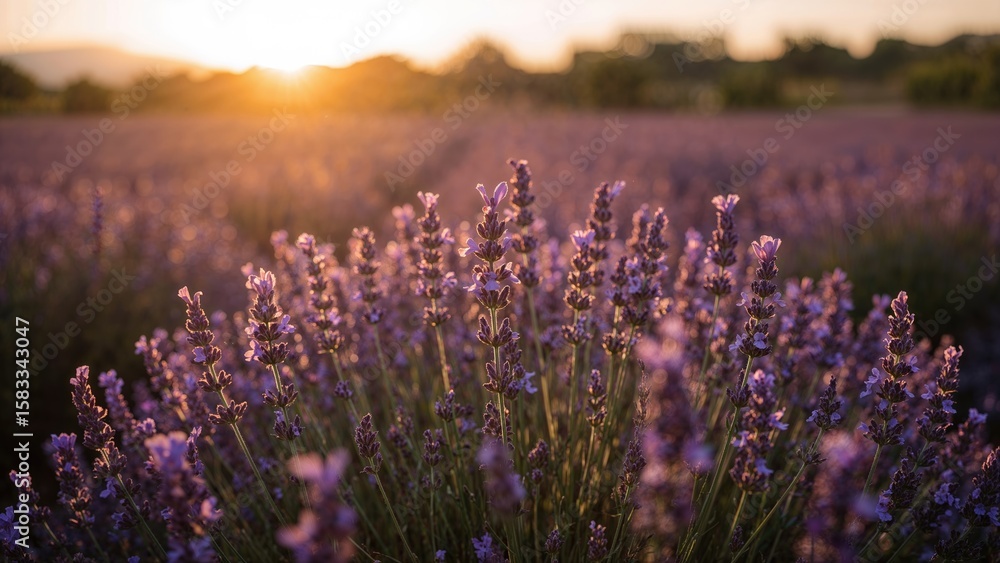 Obraz premium Purple Lavender in Soft Focus with Space for Text at Dusk