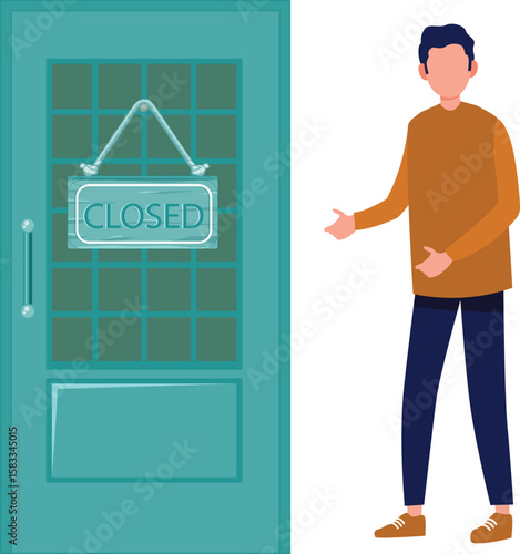 Boy introduces closed door.
