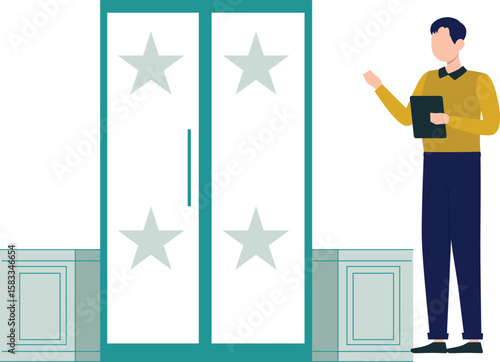 The boy is complimenting the wardrobe.