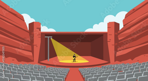 Colorado Day at Red Rocks An open-air amphitheater concert setting on a bright sunny afternoon.