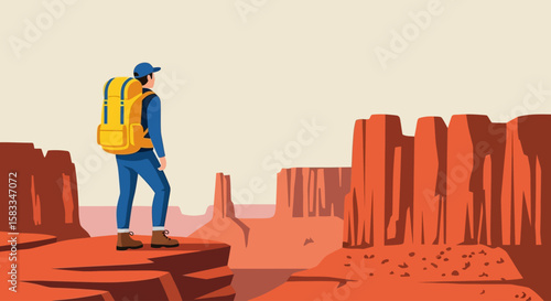 Colorado Day Hiker Exploring Majestic Canyon Vistas and Rugged Landscapes Under the Bright Sun, A Journey of Discovery