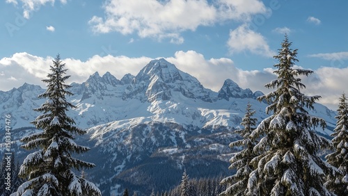 Wallpaper Mural Snow-capped towering mountains in the cold season Torontodigital.ca