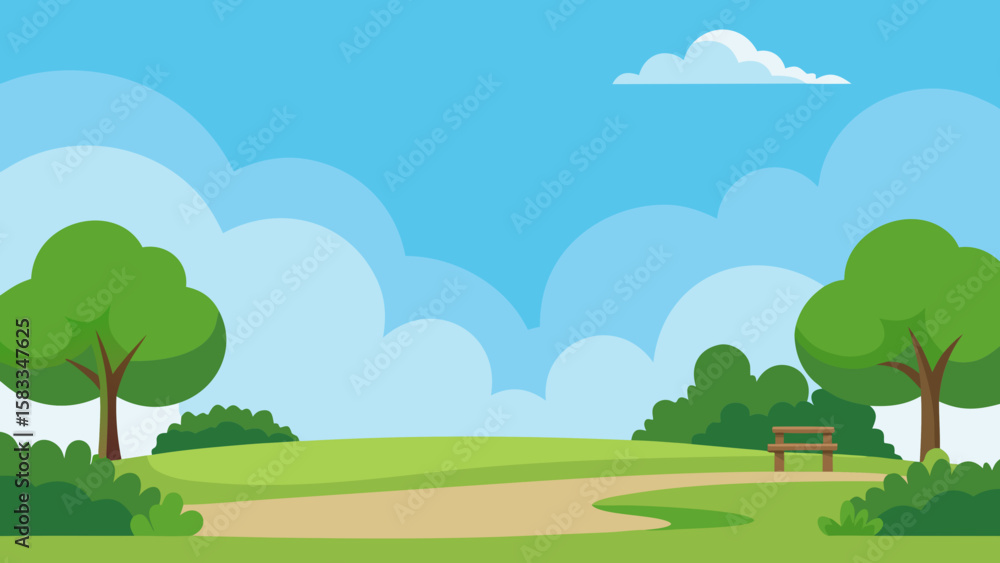 Obraz premium Open Park with Grass and Sky