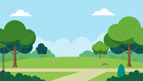 Open Park with Grass and Sky